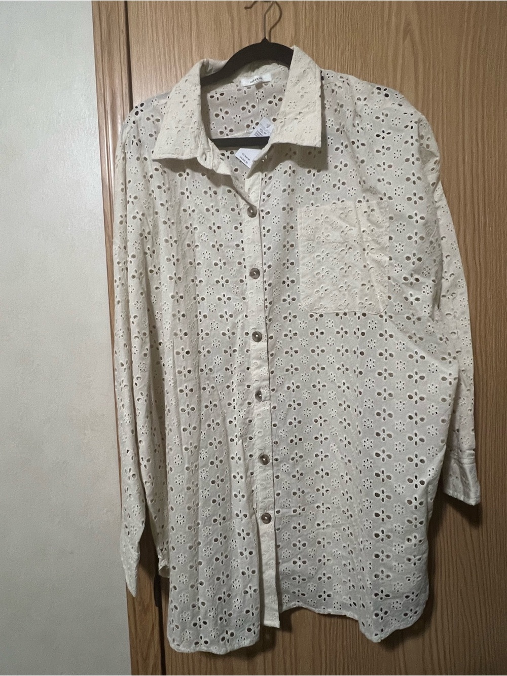Maurices Cream Eyelet Button-Front Top NWT